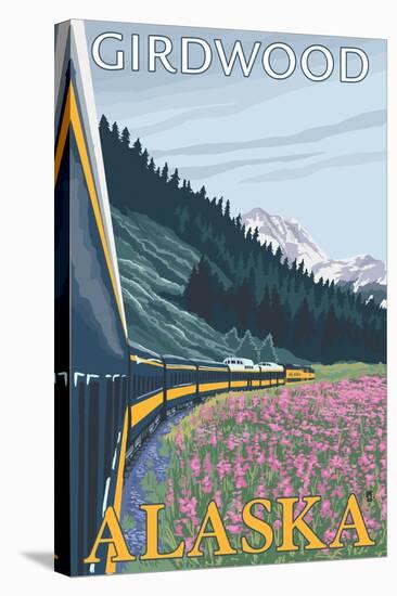 Alaska Railroad Scene, Girdwood, Alaska-Lantern Press-Stretched Canvas