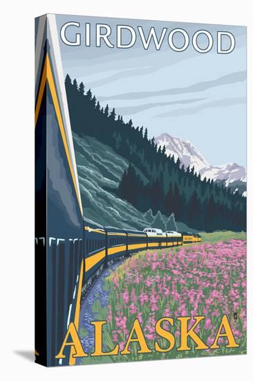 Alaska Railroad Scene, Girdwood, Alaska-Lantern Press-Stretched Canvas