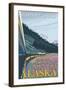 Alaska Railroad Scene, Girdwood, Alaska-Lantern Press-Framed Art Print