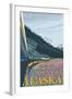 Alaska Railroad Scene, Seward, Alaska-Lantern Press-Framed Art Print