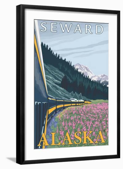 Alaska Railroad Scene, Seward, Alaska-Lantern Press-Framed Art Print