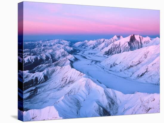 Alaska Range with Alpen Glow, Denali National Park, Alaska, USA-Dee Ann Pederson-Stretched Canvas
