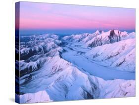 Alaska Range with Alpen Glow, Denali National Park, Alaska, USA-Dee Ann Pederson-Stretched Canvas