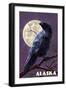 Alaska - Raven and Moon Purple Sky-Lantern Press-Framed Art Print