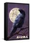 Alaska - Raven and Moon Purple Sky-Lantern Press-Framed Stretched Canvas