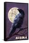 Alaska - Raven and Moon Purple Sky-Lantern Press-Framed Stretched Canvas