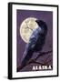 Alaska - Raven and Moon Purple Sky-Lantern Press-Framed Art Print