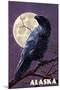 Alaska - Raven and Moon Purple Sky-Lantern Press-Mounted Art Print