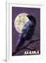 Alaska - Raven and Moon Purple Sky-Lantern Press-Framed Art Print