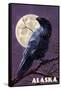 Alaska - Raven and Moon Purple Sky-Lantern Press-Framed Stretched Canvas