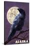 Alaska - Raven and Moon Purple Sky-Lantern Press-Stretched Canvas