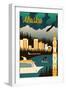Alaska - Retro Skyline-Lantern Press-Framed Art Print