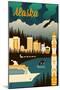 Alaska - Retro Skyline-Lantern Press-Mounted Art Print