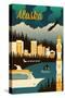 Alaska - Retro Skyline-Lantern Press-Stretched Canvas