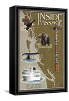 Alaska's Inside Passage Map-Lantern Press-Framed Stretched Canvas