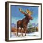 Alaska's Mighty Moose-English School-Framed Giclee Print