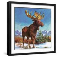 Alaska's Mighty Moose-English School-Framed Giclee Print