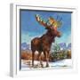 Alaska's Mighty Moose-English School-Framed Giclee Print