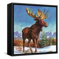 Alaska's Mighty Moose-English School-Framed Stretched Canvas