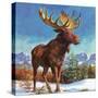 Alaska's Mighty Moose-English School-Stretched Canvas