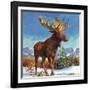 Alaska's Mighty Moose-English School-Framed Giclee Print