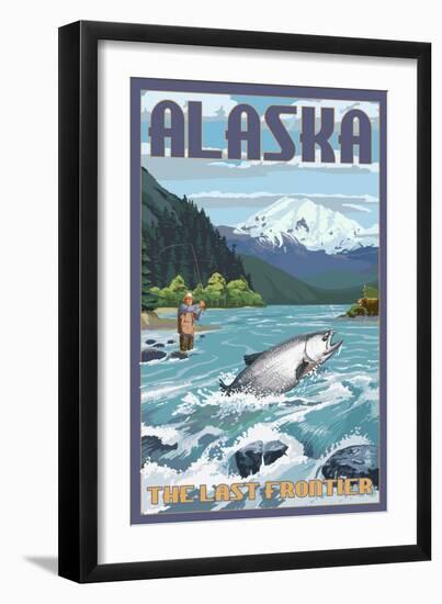 Alaska - Salmon Fisherman-Lantern Press-Framed Art Print