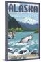 Alaska - Salmon Fisherman-Lantern Press-Mounted Art Print
