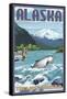 Alaska - Salmon Fisherman-Lantern Press-Framed Stretched Canvas