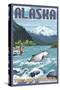 Alaska - Salmon Fisherman-Lantern Press-Stretched Canvas
