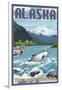 Alaska - Salmon Fisherman-Lantern Press-Framed Art Print