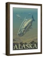 Alaska, Salmon View-Lantern Press-Framed Art Print