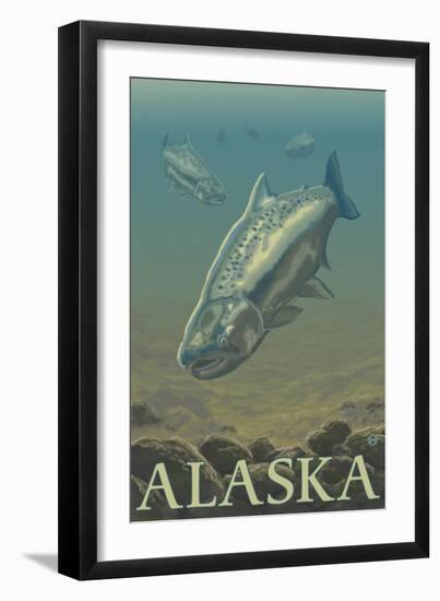 Alaska, Salmon View-Lantern Press-Framed Art Print