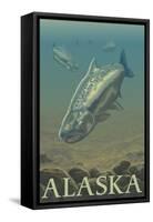 Alaska, Salmon View-Lantern Press-Framed Stretched Canvas