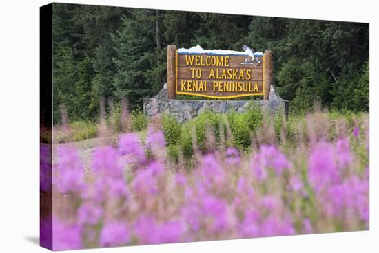 Alaska. Sign at Kenai Peninsula Entrance-Jaynes Gallery-Stretched Canvas