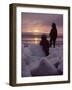 Alaska: Silhoutte of Native Alaskan Children Watching the Midnight Sun-Ralph Crane-Framed Photographic Print