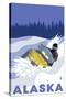 Alaska, Snowmobile Scene-Lantern Press-Stretched Canvas