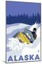 Alaska, Snowmobile Scene-Lantern Press-Mounted Art Print