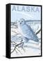 Alaska, Snowy Owl Scene-Lantern Press-Framed Stretched Canvas