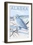 Alaska, Snowy Owl Scene-Lantern Press-Framed Art Print