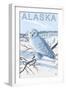 Alaska, Snowy Owl Scene-Lantern Press-Framed Art Print