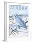 Alaska, Snowy Owl Scene-Lantern Press-Framed Art Print