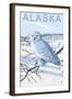 Alaska, Snowy Owl Scene-Lantern Press-Framed Art Print