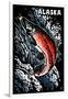 Alaska - Sockeye Salmon - Scratchboard-Lantern Press-Framed Art Print