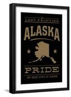 Alaska State Pride - Gold on Black-Lantern Press-Framed Art Print