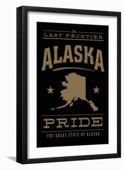 Alaska State Pride - Gold on Black-Lantern Press-Framed Art Print