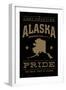 Alaska State Pride - Gold on Black-Lantern Press-Framed Art Print