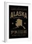 Alaska State Pride - Gold on Black-Lantern Press-Framed Art Print