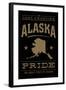 Alaska State Pride - Gold on Black-Lantern Press-Framed Art Print