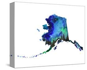 Alaska State Watercolor-Jessica Durrant-Stretched Canvas