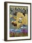 Alaska - Topographical Map-Lantern Press-Framed Art Print